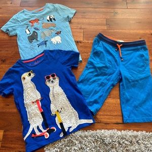 Mini Boden Boys 7-8 set, shorts and two tees